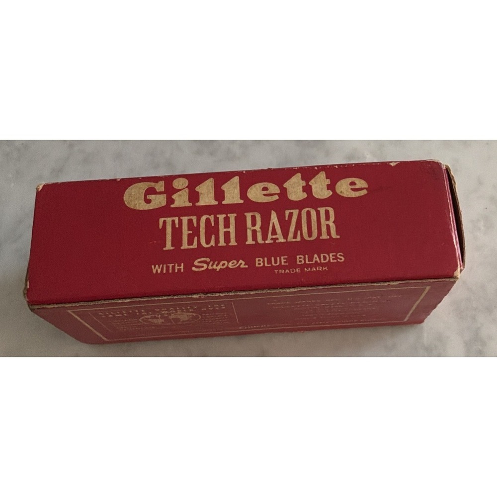 VINTAGE Gillette Tech Razor Red Cross Gift - Picture 3 of 11